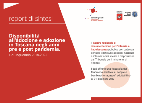 cover del report di sintesi su Disponibilità all’adozione e adozione in Toscana negli anni pre e post pandemia