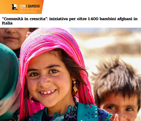 pagina del sito Con i bambini dedicata all'iniziativa Comunità in crescita