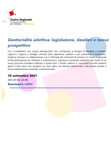 particolare del programma Genitorialità adottiva - seminario online