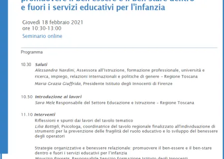 programma del seminario online su Strategie organizzative e benessere relazionale