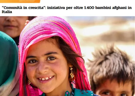 pagina del sito  Con i bambini dedicata all'iniziativa Comunità in crescita
