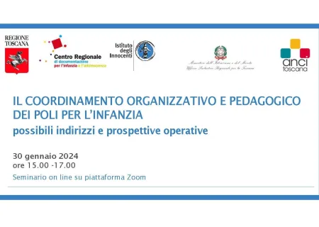 particolare del programma del seminario Il coordinamento organizzativo e pedagogico dei poli per l’infanzia del 30 gennaio 2024