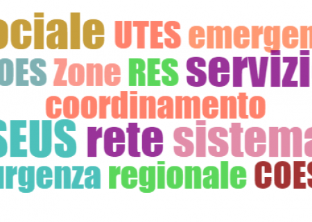 le parole che compongono la grafica dedicata al SEUS Servizio regionale per le emergenze e le urgenze sociali.