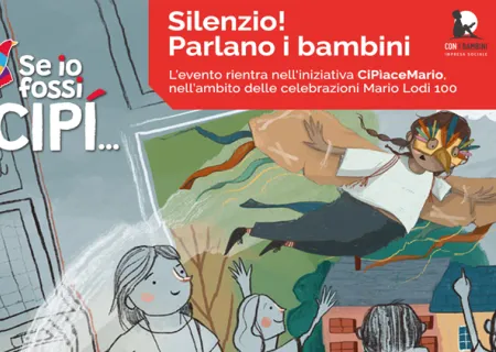 grafica del contest “Silenzio! Parlano i bambini” per il centenario di Mario Lodi
