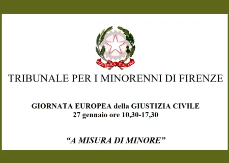 intestazione del comunicato stampa sull'Open day del Tribunale per i minorenni di Firenze organizzato il 26 gennaio 2023 dal titolo "A misura di minore"