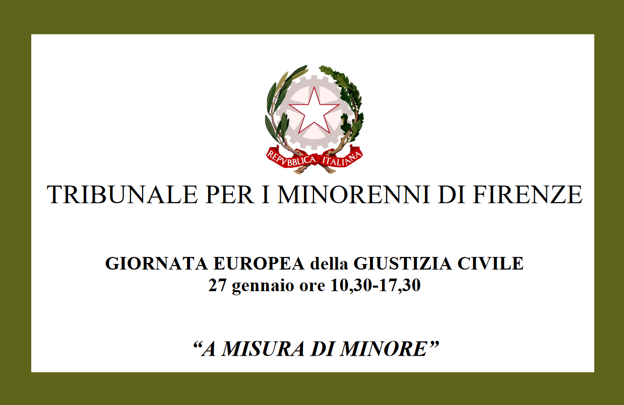 intestazione del comunicato stampa sull'Open day del Tribunale per i minorenni di Firenze organizzato il 26 gennaio 2023 dal titolo "A misura di minore"