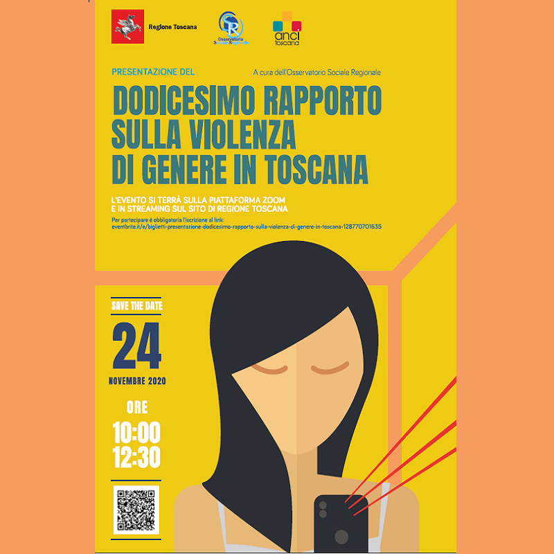 grafica del programma di Presentazione del Dodicesimo Rapporto sulla violenza di genere in Toscana